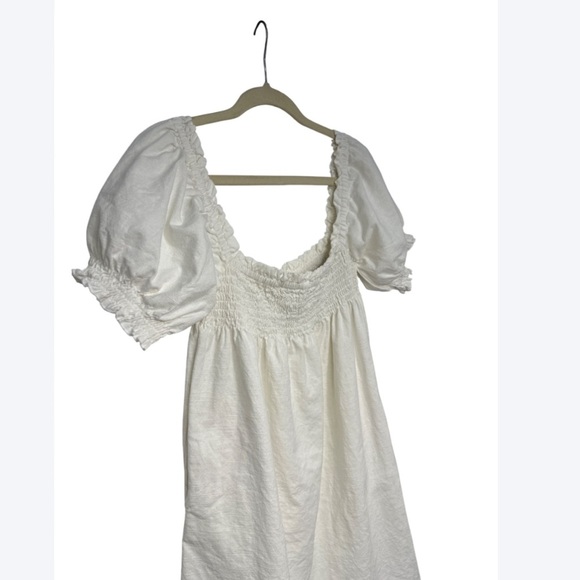 Faherty Ramona Organic Cotton Dress  Cottage Cream White Linen Look Size S - Picture 4 of 6